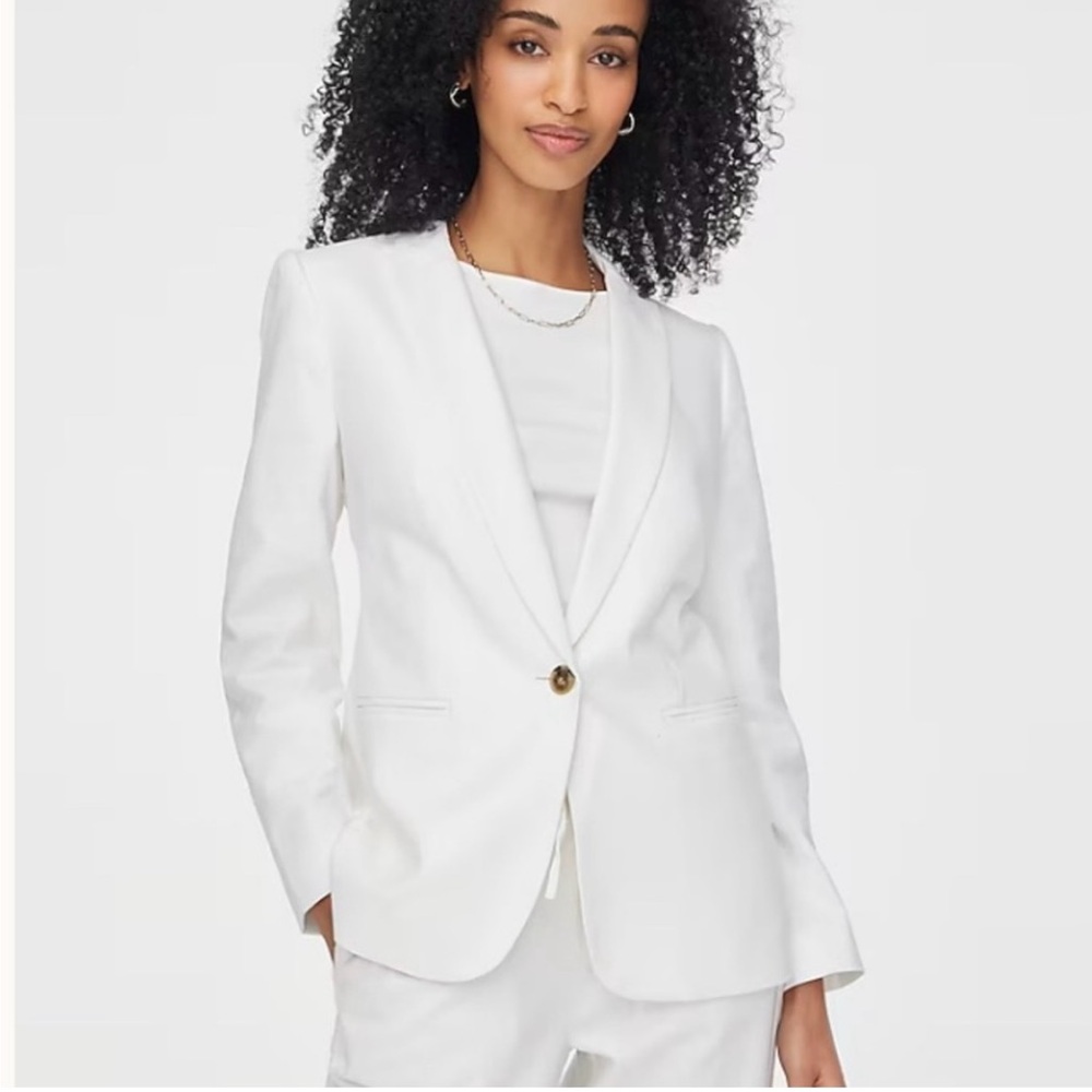 J. Crew NWT Women's Linen Blend One-Button Blazer in White Size 6